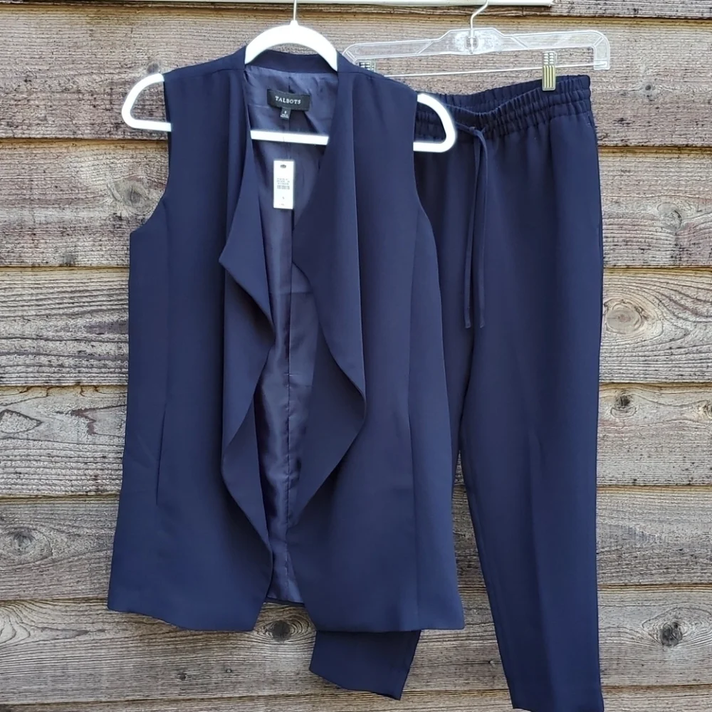 Talbot Navy Blue 2 pc Vest Suit S/P NWT Career suit